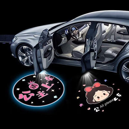 Door Sill Light Car Atmosphere Light Decorative Lamp Wireless Projection Lamp