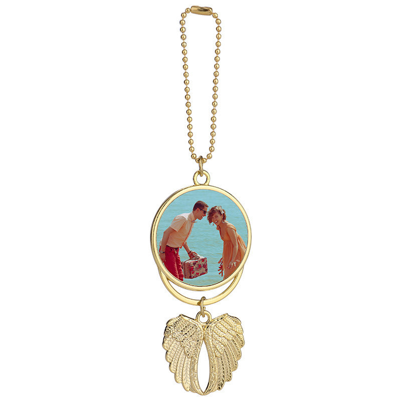 Heat Transfer Round Angel Wings Car Accessories Pendant