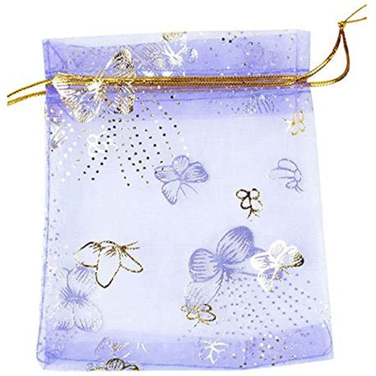 Purple Butterfly Bronzing Bags Gift Yarn Bag Jewelry Gauze Bag Wedding Candy Bag