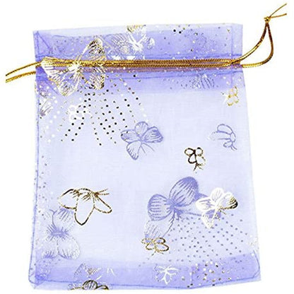 Purple Butterfly Bronzing Bags Gift Yarn Bag Jewelry Gauze Bag Wedding Candy Bag