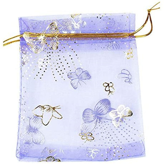 Purple Butterfly Bronzing Bags Gift Yarn Bag Jewelry Gauze Bag Wedding Candy Bag