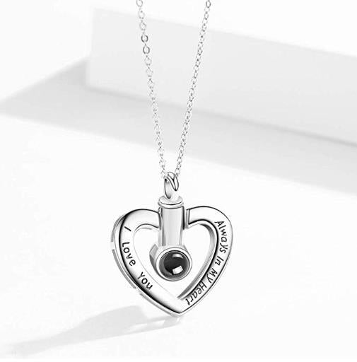 100 Languages Projection Heart-shaped Pendant Personality Simple