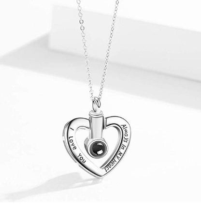 100 Languages Projection Heart-shaped Pendant Personality Simple