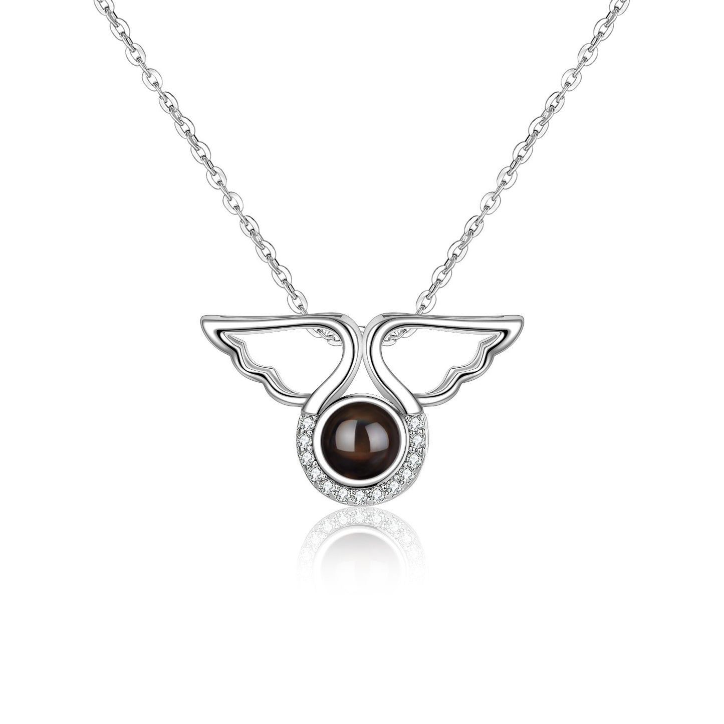 925 Sterling Silver Angel Wings Personality Cute Projection Necklace