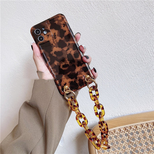 Ins European And American Leopard Print Mobile Phone Case Crystal Bracelet Couple Female