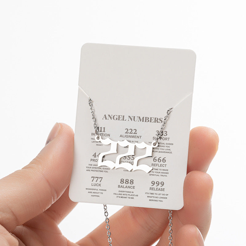 Angel Lucky Number Pendant Fashion 000-999 Stainless Steel Vintage Necklace