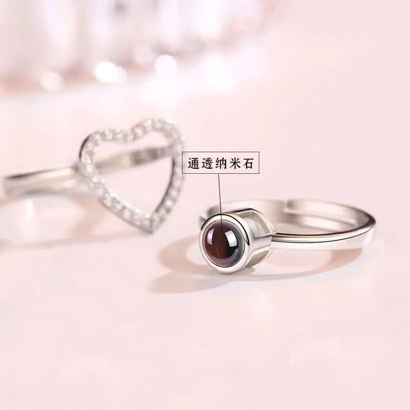 Silver Custom Heart Projection Photo Ring