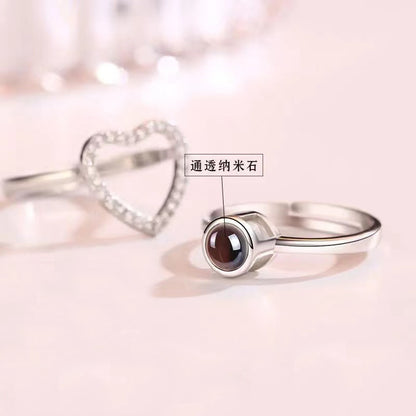 Silver Custom Heart Projection Photo Ring