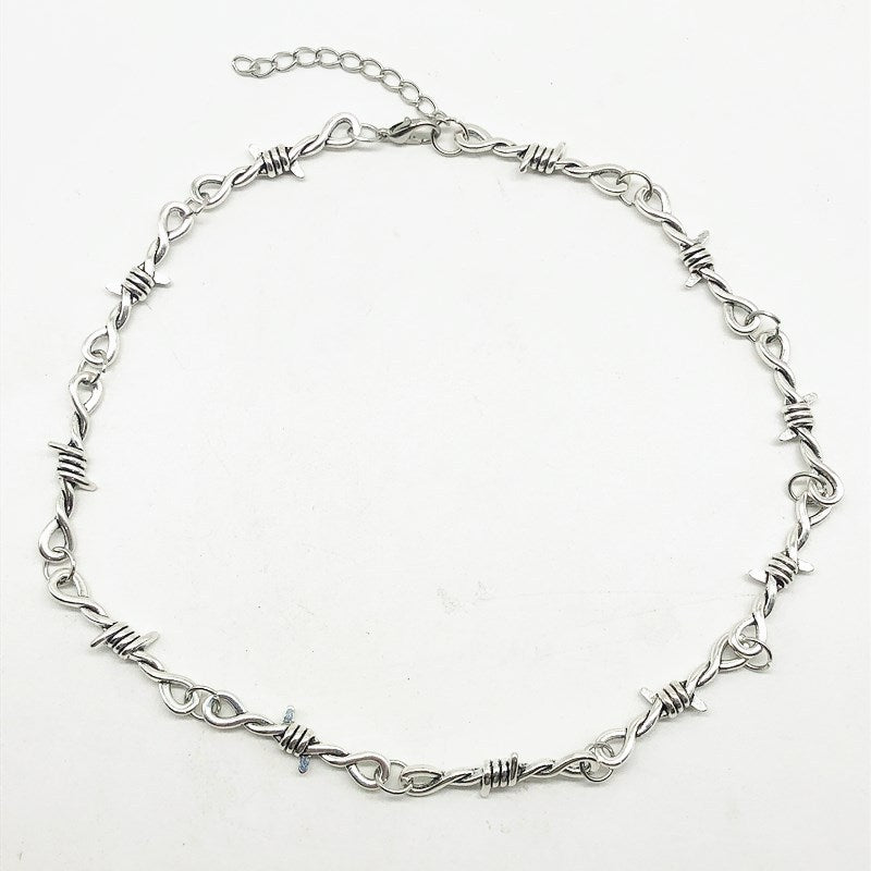 Hip Hop Gothic Punk Style Necklace With Barbed Wire