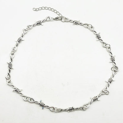 Hip Hop Gothic Punk Style Necklace With Barbed Wire