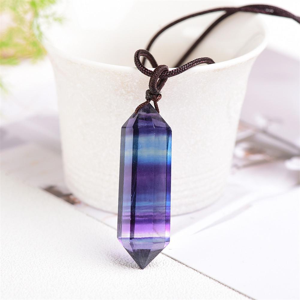 Natural Crystal Rough Polished Double-pointed Hexagonal Prism Pendant Power Stone Necklace Jewelry