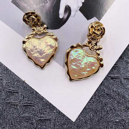 French Vintage Love Pendant Exaggerated Earrings