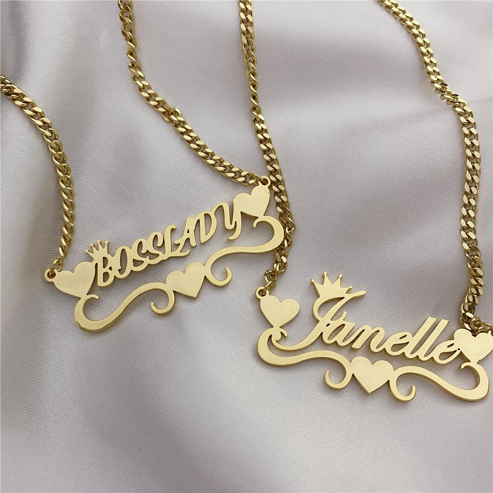 Diy Name Custom Necklace Couple Stainless Steel Pendant